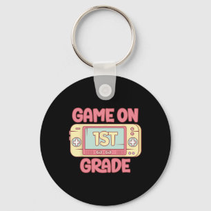 On 1st Grade Cool Video Game Back To School Kids B Key Ring