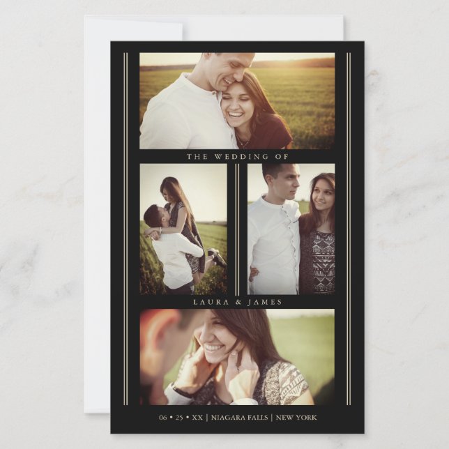 On a Budget Black Trendy Collage Wedding 4 Photos (Front)