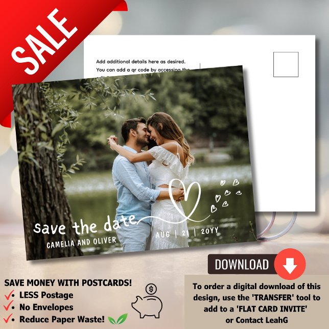 On a Budget? Opt for a PHOTO Save the Date MODERN Postcard (Creator Uploaded)