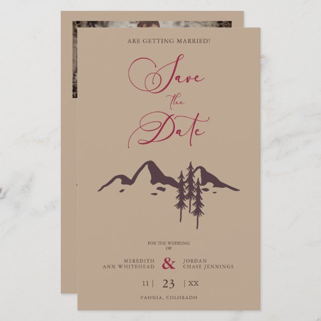 On a Budget Wedding Rustic Mountain Landscape Boho (Front/Back)