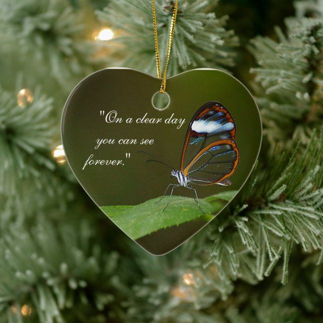 "On a Clear Day" Glasswing Butterfly Design Ceramic Tree Decoration (Tree)