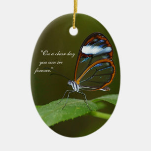 "On a Clear Day" Glasswing Butterfly Design Ceramic Tree Decoration