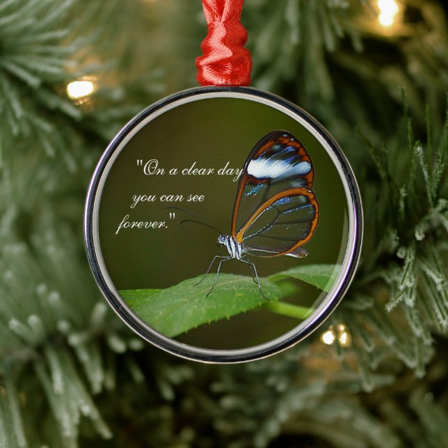 "On a Clear Day" Glasswing Butterfly Design Metal Tree Decoration (Tree)