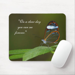 "On a Clear Day" Glasswing Butterfly Design Mouse Mat