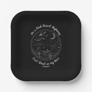On A Dark Desert Highway Travel Mountain Camping Paper Plate