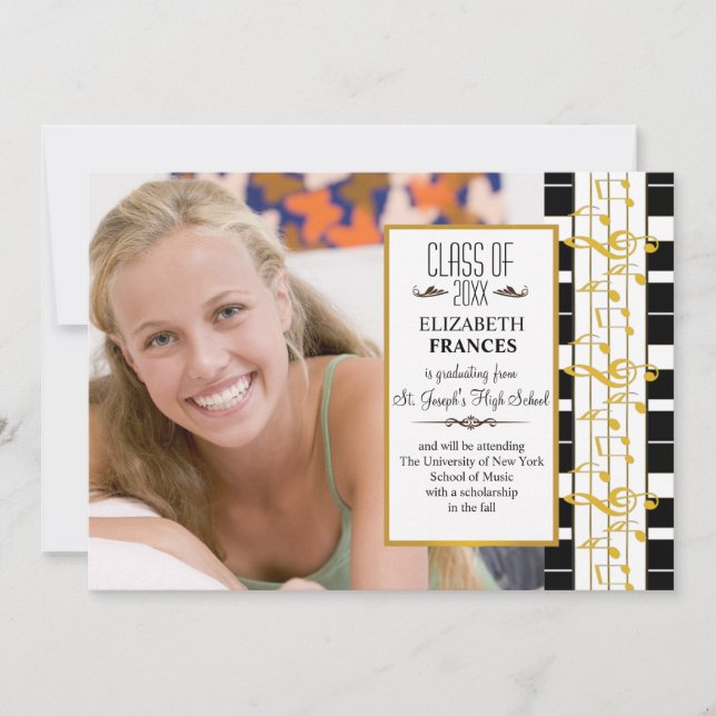 On a Happy Note Photo Graduation Announcement (Front)
