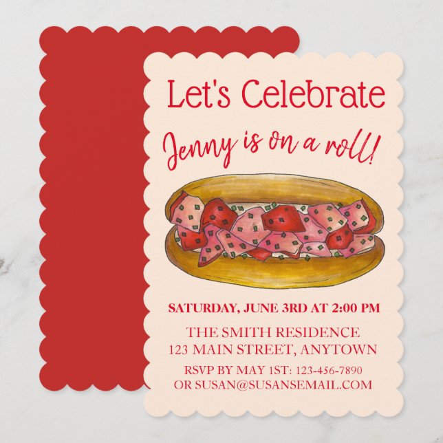 On a (Lobster) Roll Congratulations Celebration Invitation (Front/Back)
