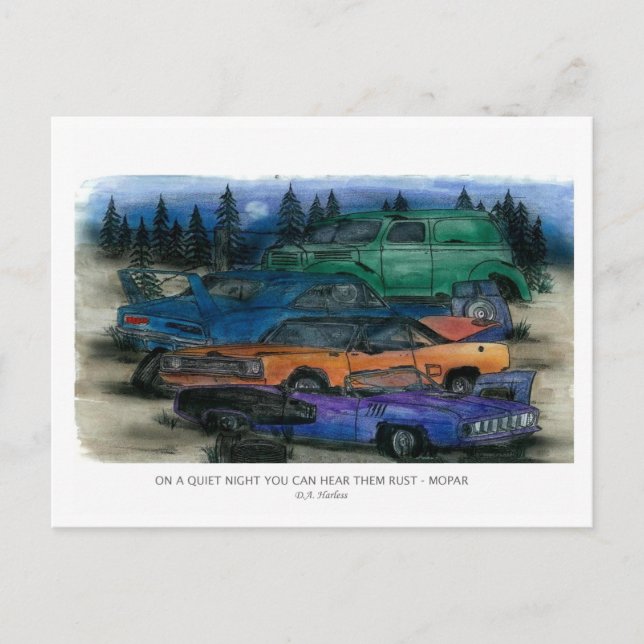 ON A QUIET NIGHT YOU CAN HEAR THEM RUST - MOPAR w- Postcard (Front)