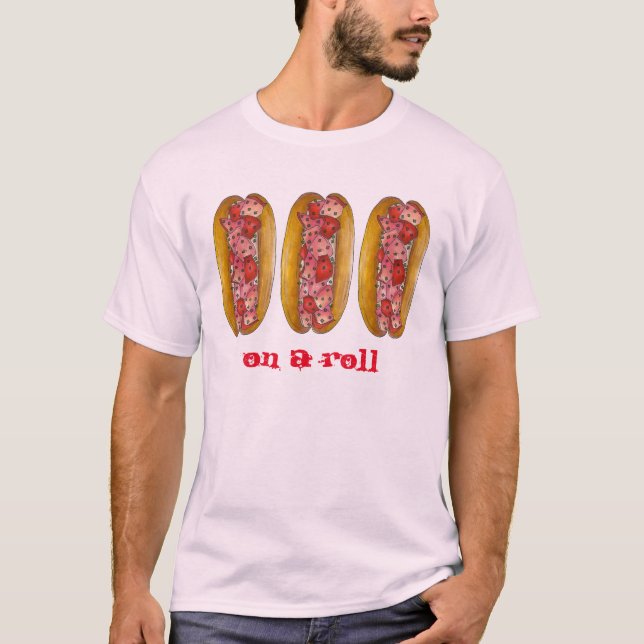 On a Roll Maine Lobster Roll Tee Shirt (Front)