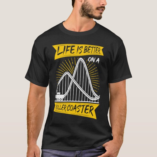 On A Roller Coaster Fun Theme Park Fan T-Shirt (Front)