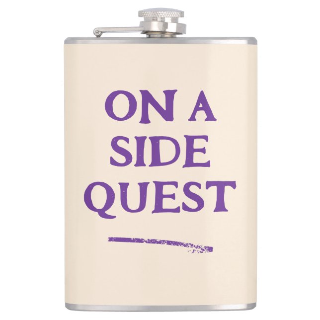 On a Side Quest Vinyl Wrapped Flask (Front)