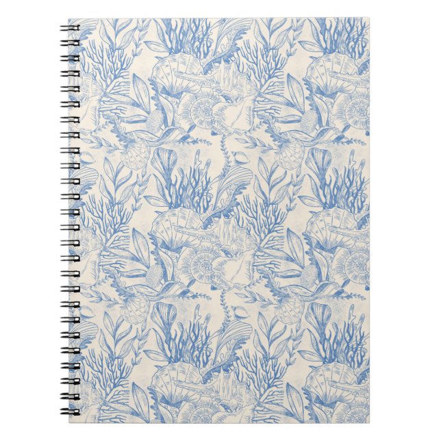 on a white background, marine, blue theme notebook (Front)