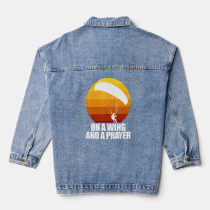On A Wing And A Prayer  Women Paraglider Adventure Denim Jacket