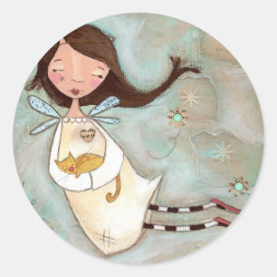 On a Wing and a Purr - Angel Stickers