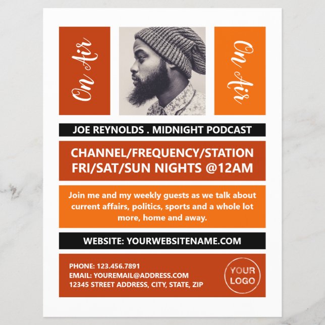 On Air - Podcaster Photo - Retro Podcast Flyer (Front)