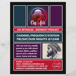 On Air Podcaster, Retro Podcast Advertising Flyer