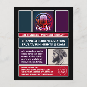 On Air Podcaster, Retro Podcast Advertising Flyer