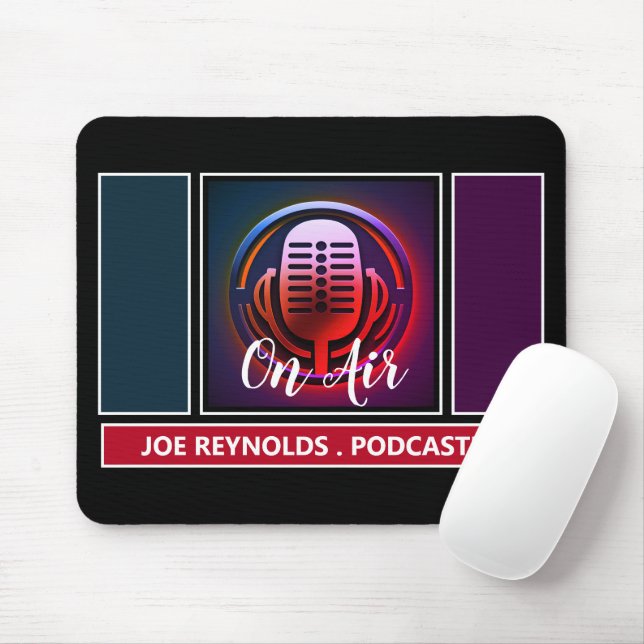 On Air Podcaster, Retro Podcast Mouse Mat (With Mouse)