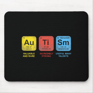(on back) autism awareness periodic table asd wome mouse mat