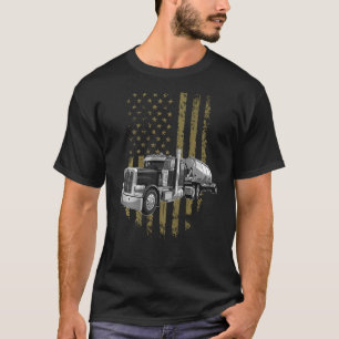 On Back- Big Rig Semi Trailer Truck Driver USA Ame T-Shirt