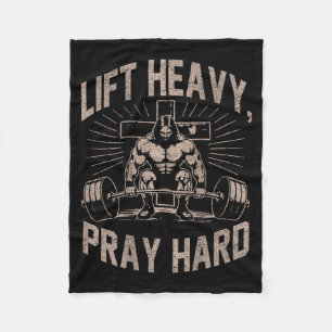 (on Back) Christian Workout Lift Heavy Pray Hard J Fleece Blanket
