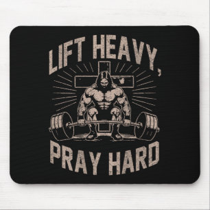 (on Back) Christian Workout Lift Heavy Pray Hard J Mouse Mat