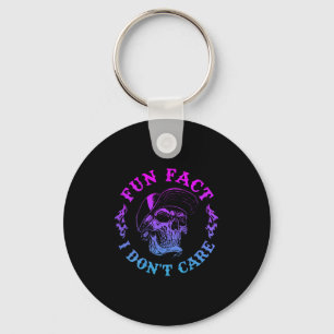 (on Back) Fun Fact I Dont Care, Funny Skeleton Sar Key Ring