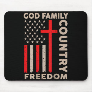 On-back God Family Country Dom Patriotic Christian Mouse Mat