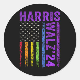 (on Back) Harris Waltz 2024 Election Kamala Harris Classic Round Sticker