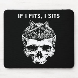 (on back) if fits sits black cat skull gothic dark mouse mat