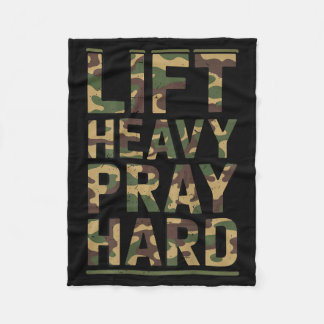 On-back Lift Heavy Pray Hard Workout Christian Wei Fleece Blanket