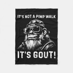 On Back Not A Walk Gout Monkey Old Man Medical Fleece Blanket