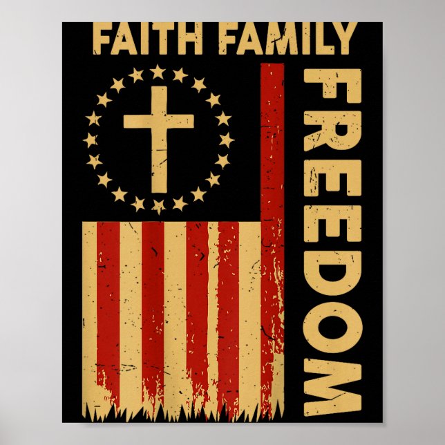 On-back Patriotic Christian Faith Family Dom God C Poster (Front)