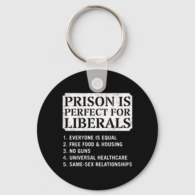 On Back Prison Is Perfect For Liberals Anti Key Ring (Front)