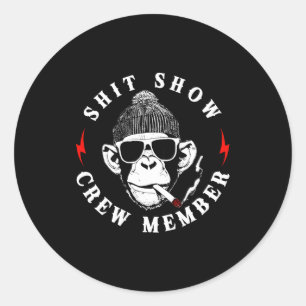(on Back) Show Crew Member Monkey Retro Vintage  Classic Round Sticker