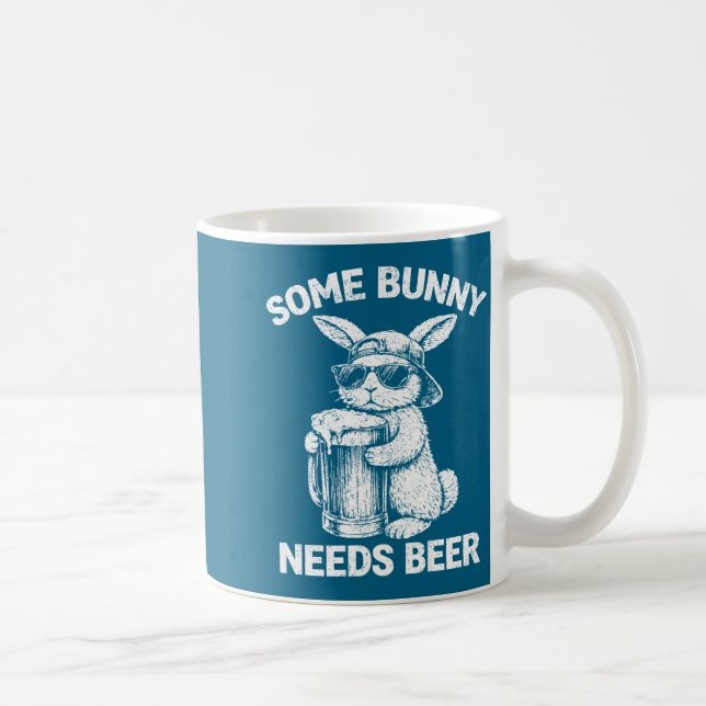 (on back) some bunny needs beer funny easter bunny coffee mug (Right)