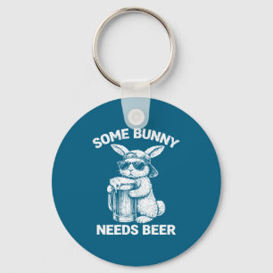 (on back) some bunny needs beer funny easter bunny key ring