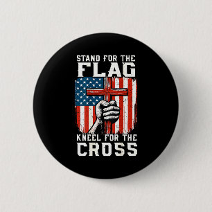 On-back Stand For Flag Kneel Cross Patriotic Chris 6 Cm Round Badge