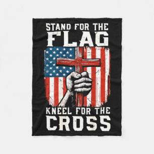 On-back Stand For Flag Kneel Cross Patriotic Chris Fleece Blanket