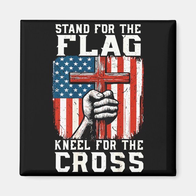 On-back Stand For Flag Kneel Cross Patriotic Chris Magnet (Front)