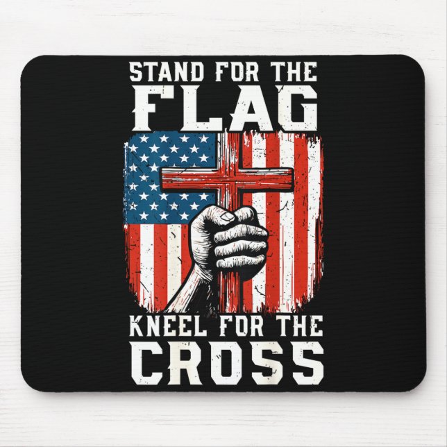 On-back Stand For Flag Kneel Cross Patriotic Chris Mouse Mat (Front)