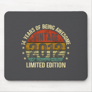 (on Back) Vintage Awesome Since 2012 Retro 14th Bi Mouse Mat