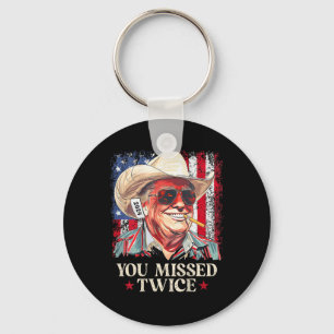 (on Back) You Missed Twice Western Cowboy Trump 20 Key Ring