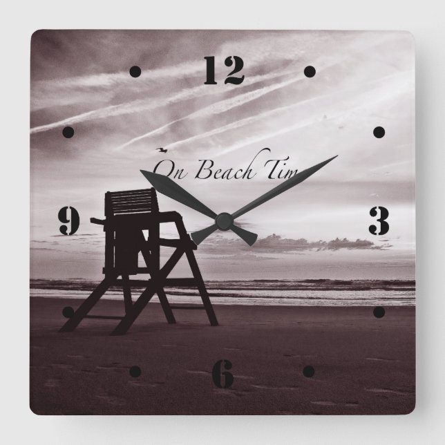 On Beach Time Morning Beach Scene Clock (Front)