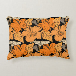 On black background. Raster hand drawn painting of Decorative Cushion