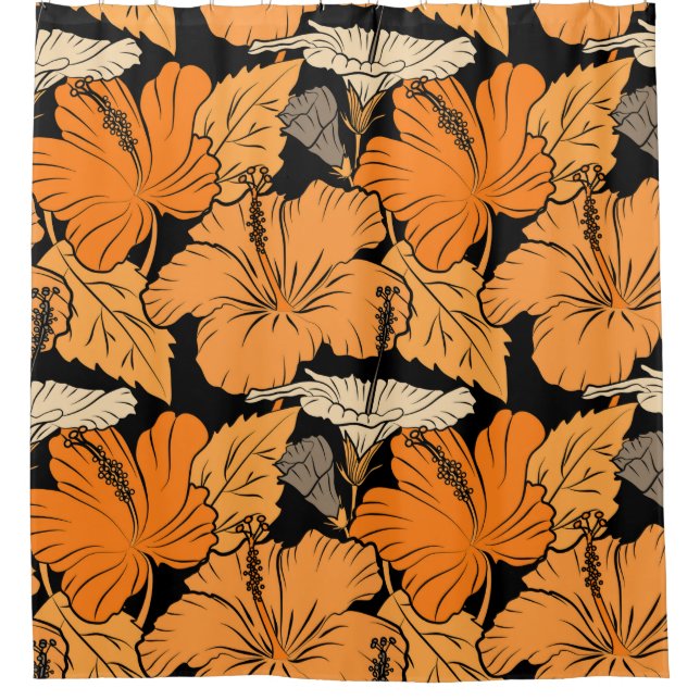 On black background. Raster hand drawn painting of Shower Curtain (Front)