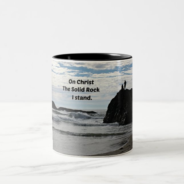 On Christ the Solid Rock I Stand! Two-Tone Coffee Mug (Center)