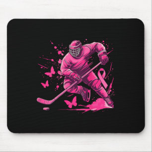 (on Ck) Ice Hockey Breast Cancer Awareness Player  Mouse Mat