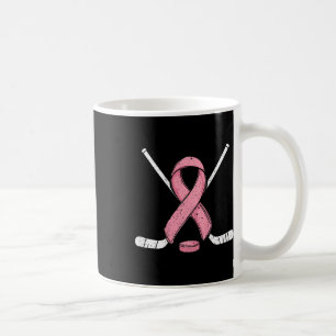 (on Ck) Ice Hockey Breast Cancer Month Pink Ribbon Coffee Mug