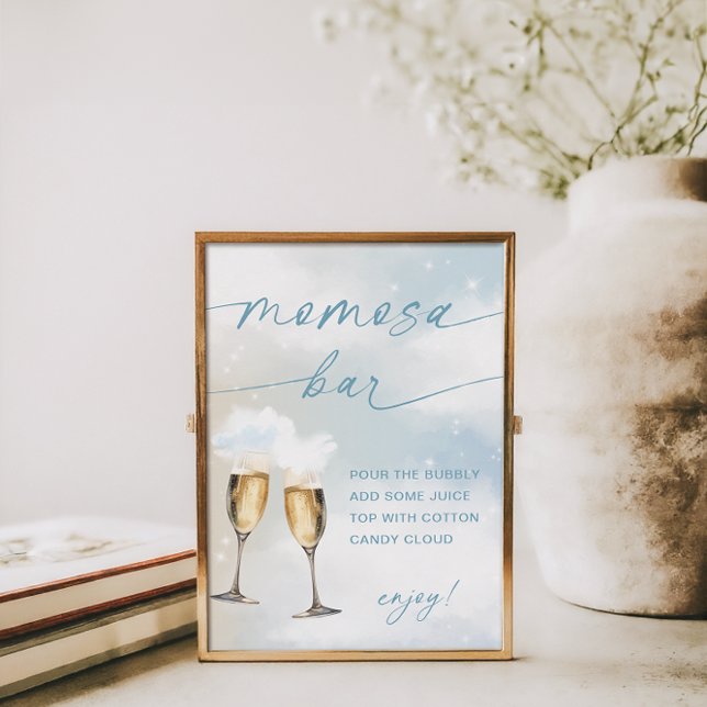 On Cloud 9 Baby Shower Blue Momosa Bar Sign Poster (Creator Uploaded)